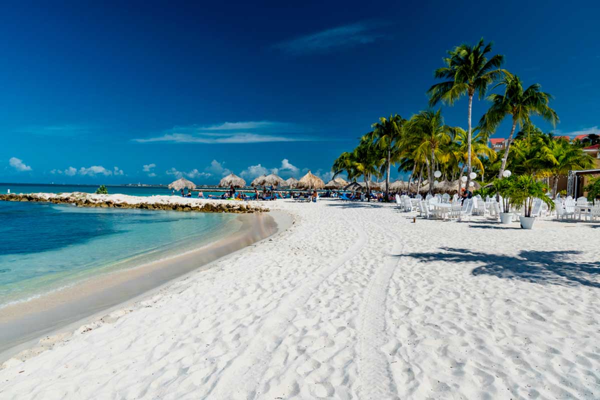 Eagle beach on Aruba in the Caribbean