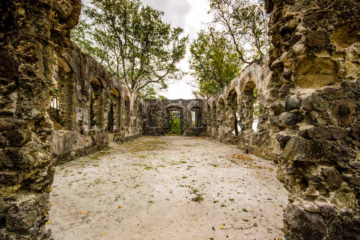 Ruins in Pigeon Island National Park in Saint Lucia